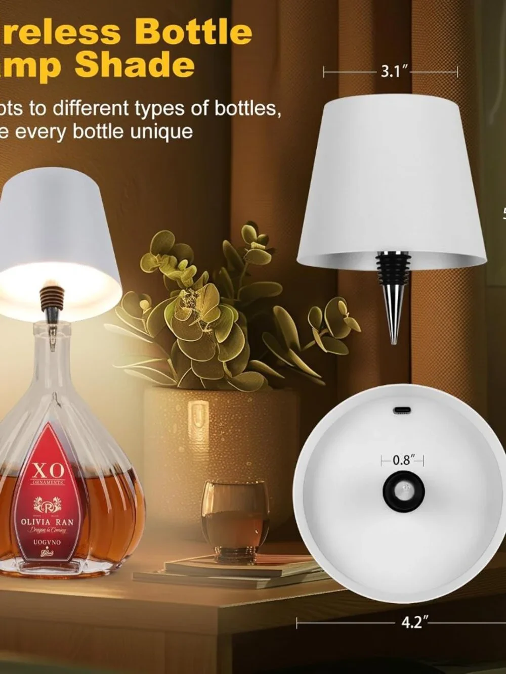 Rechargeable Luxury Wine Bottle Table Lamp with 3 Color Dimming for Bars & Event